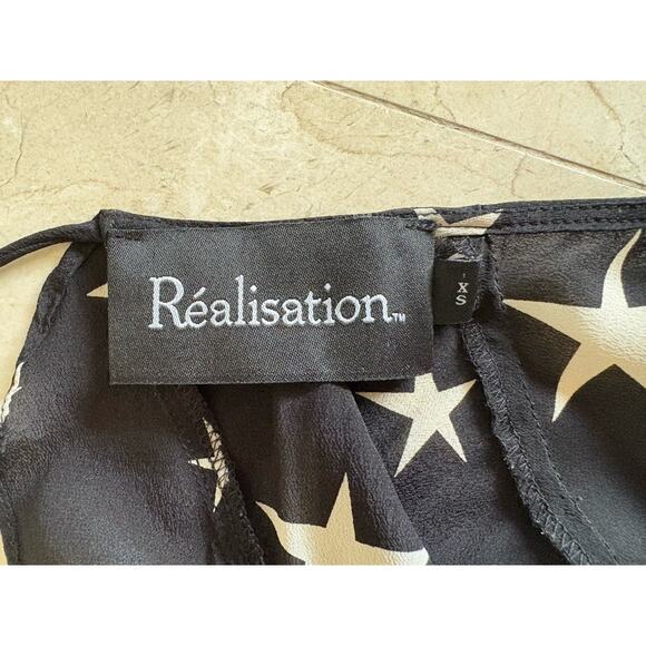 REALISATION PAR Goldie StarStruck Mini Dress XS Black Silk Ruffle Party - Picture 5 of 16